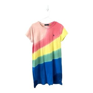 Polo Ralph Lauren Rainbow Tie Dye Cotton Jersey Tee Dress Size Large
